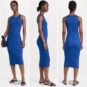 Xirena Ashleigh Ribbed Knit Midi Bodycon Tank Dress Scoop Neck Stretch Cobalt XS